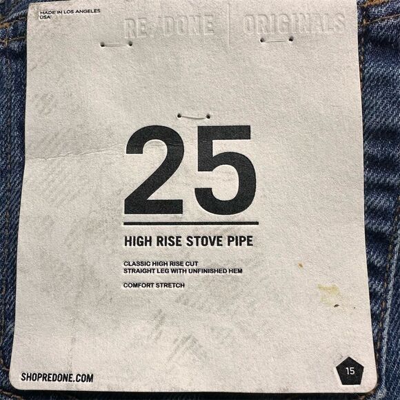 NWT Re/Done Women's High Rise Stovepipe Straight Jeans Size 25 Blue Denim - Picture 7 of 12